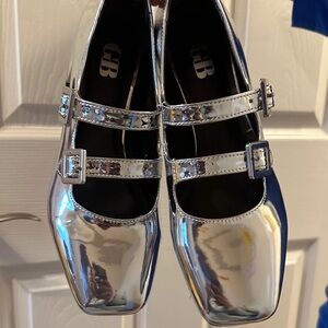 GB  Silver Mary Jane’s with Double Straps